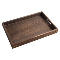 마켓피오 주방 브라운 우드 손잡이 트레이