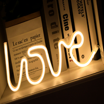 새로그린 LOVE USB 건전지 LED 네온사인, 옐로우