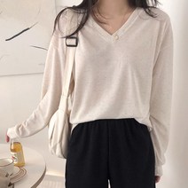 루즈핏 브이넥 맨투맨 티셔츠
