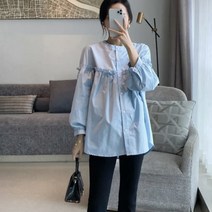 임산부 오후숄더 프릴 A라인 블라우스