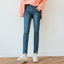 레몬소울 여성용 에토 밴딩 기모 일자 데님팬츠