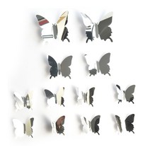 3D 나비 데코 냉장고 스티커 대 2p + 중 2p + 소 8p 세트, 미러실버