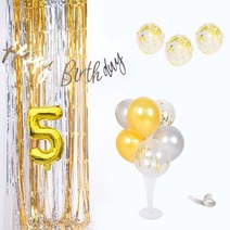 파티쇼 생일파티 장식세트 5세, 골드실버, 1세트