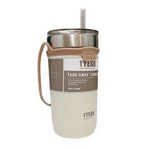 타이소 진공 스텐 핸들 스트랩 텀블러 + 트라이탄 빨대 세트, 크림, 550ml