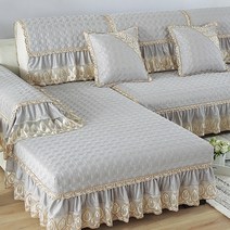 알럽홈 스퀘어 패턴 피콕 데코 소파커버, 그레이