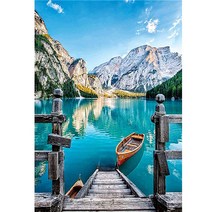 밀스턴 비즈 DIY 5D 호수 카약 보석십자수 인테리어, 혼합색상, 1개