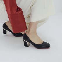 파이 여성용 쿠션 금장굽 미들힐 펌프스 P025 6cm