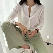 세컨그라운드 여성용 베이직 라운드 니트 가디건
