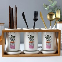 마켓감성 세라믹 3구 심플리드 수저통세트, 타입4, 1세트