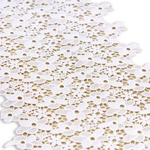 해피툴 동글꽃잎 플라워 레이스 러너 매트, 화이트, 90 x 25 cm