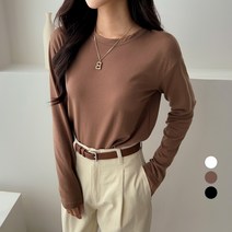 여성용 루즈핏 라운드 기모 티셔츠