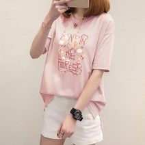 유니제이 여성용 랑스 프린팅 반팔 티셔츠