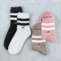 크로커다일 여성용 부드럽고 따뜻한 자수 파스텔 극세사 수면 중목 양말 CD296 4족 세트