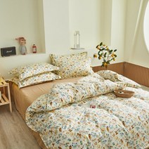 엘레나 린넨 플라워 패턴 이불커버 + 침대시트 + 베개커버 2p 세트 DPCB024
