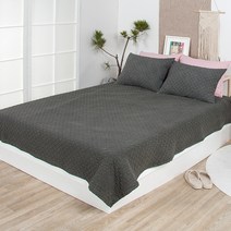 천솜이 60수 아사 면 워싱 누빔 피그먼트 이불 겸 침대 패드, 차콜