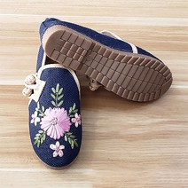 전통적인 데이지 장식 린넨 단화