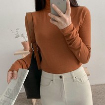 에이와비 여성용 앙고라 터틀넥 티셔츠