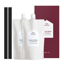 밀크바오밥 시그니처 디퓨저 리필 180ml x 2p + 리드스틱 10p 세트, 다마스크로즈