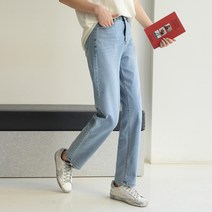 빼빼 여성용 데일리 히든밴딩 슬림 배기 데님 팬츠