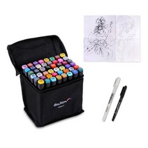 바림 트윈 유성 마커펜 + 일러스트 디자인 드로잉 도안 2p + 펜 2종 세트, 60색