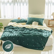 더자리 크리미 에어워싱 다운필 자수 양면 차렵이불 풀세트 K