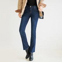레몬소울 여성용 틱톡 밴딩 피치기모 부츠컷 데님팬츠