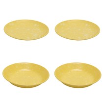 DM 레트로 멜라민 분식 그릇 세트 4p, 옐로우, 샐러드볼 2p + 접시 중 2p