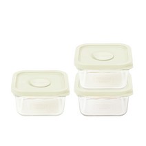 글라스락 렌지쿡 촉촉한 햇밥용기 정사각 코코넛 밀크 440ml, 3개