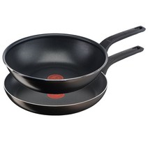 테팔 티타늄 1X 액티쿡 후라이팬 2종 세트, 프라이팬 28cm + 볶음팬 28cm, 블랙커피