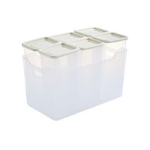 이지앤프리 이지킵 A 세트 소분 정리용기 아이보리 1200ml x 6p + 트레이 중, 1세트