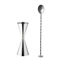 칼딘 더블 사이드 칵테일 골드링 지거 60/90ml + 바스푼 세트, 실버, 1세트
