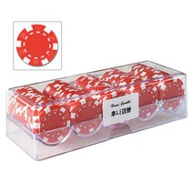 후니갬블 선명한 신료 컬러 포커칩 100p + 아크릴케이스 세트, 레드