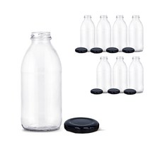 미르코리아 유리 주스병 블랙캡, 8개, 500ml