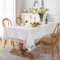 마켓에이 프렌치 솔리드 레이스 식탁보, 화이트, 140 x 180 cm