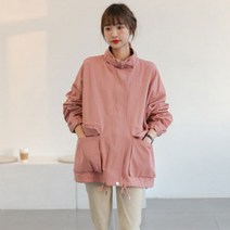 스탠드 카라 복고풍 스타일 긴팔 윈드 임산부 점퍼