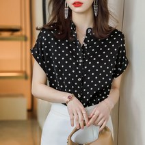 마더브띠 여성용 땡댕이 버튼 쉬폰 블라우스
