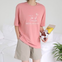 빼빼 여성용 강아지 프린팅 반팔 티셔츠