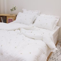 슈에뜨룸 플라워자수 사계절 광목 60수 아사면 이불 + 베개커버 세트