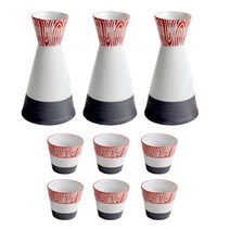 오체어스 A 삼각 4단 컬러 도자기 술병 + 술잔 2p 세트, 3세트, 술병 3p + 술잔 6p