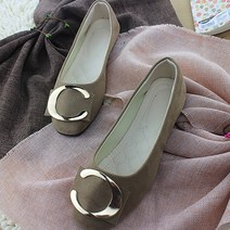 메탈 아크 장식 단화 플랫슈즈