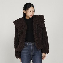 밀리언코르 여성용 덤블 크롭 빅 카라 퍼 자켓