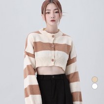 어썸어라운드 여성용 빅단가라 크롭 니트 가디건
