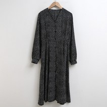 여성용 블랜드 패턴 버튼 스트랩 원피스 #38206