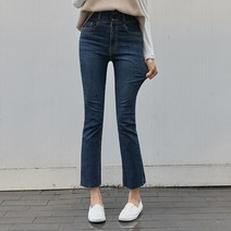 여성용 투버튼 밴딩 9부 부츠컷 진 #79315