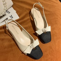 여성용 투톤 보우 슬링백 샌들 GH35_RD_721