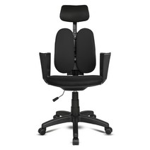 체어포커스 바른자세 듀얼 DU200 헤드형 블랙바디 메쉬 의자, 블랙