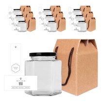 육각 꿀병 730g + 블랙캡 랜덤발송 + 심플 벌꿀 S 스티커 + 봉인 + 박스 세트, 10세트