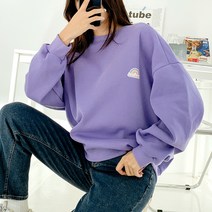 다꾸앙 여성용 오버핏 해피컬러 기모 맨투맨 D10DKA_YM3249
