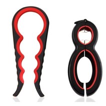 행복비전 다용도 안심 만능 병따개 뚜껑 오프너 6 in 1 + 4 in 1 세트, 블랙 + 레드, 1세트