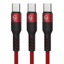 신지모루 로프 C타입 고속충전 케이블 3개, 1m, 레드